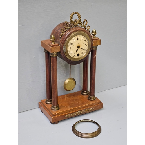 401 - Wooden Brass Portico Style 4 Column Clock