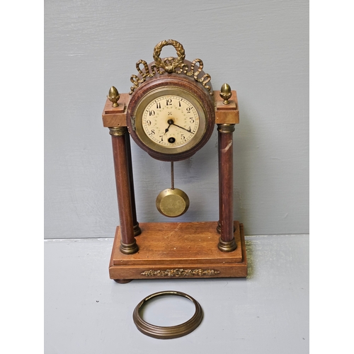 401 - Wooden Brass Portico Style 4 Column Clock