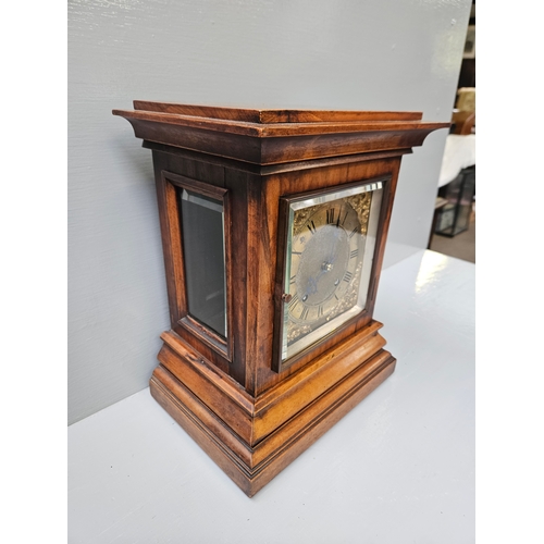 403 - Mahogany Brass Dial Mantel Clock With Key H34cm