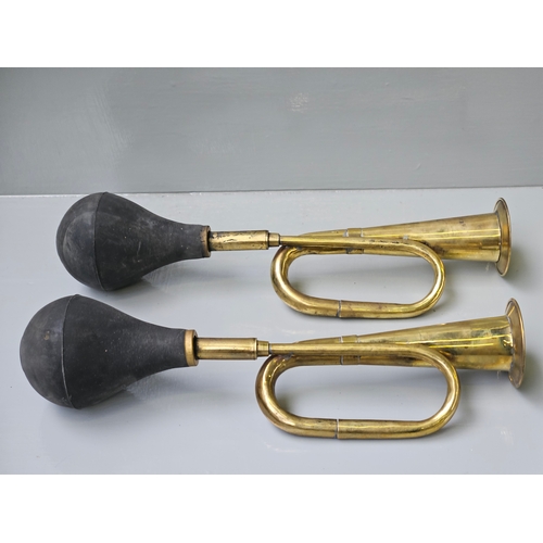 406 - 2 Vintage Brass Trumpet Car Horns