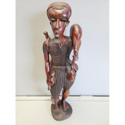 437 - Large African Carved Figure H102cm