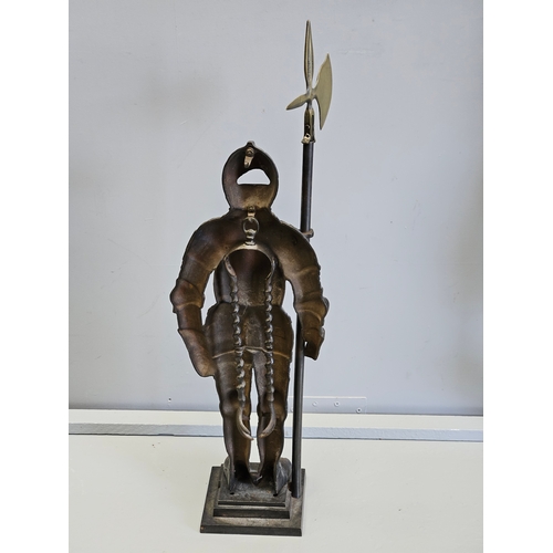 438 - Cast Knight In Suit Of Armour Fireside Sculpture H82cm