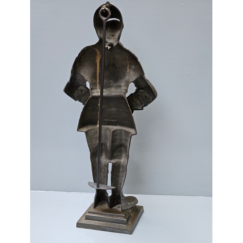 439 - Cast Knight In Suit Of Armour Fireside Sculpture H68cm