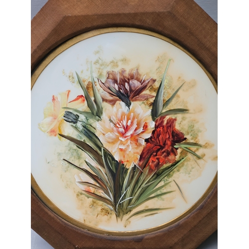 441 - Hand Painted Decorative Wall Hanging In Octagon Shaped Frame