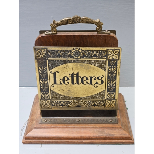 471 - Wooden Brass Letter Rack H19cm