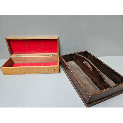 499 - Oak Cutlery Tray/Carrier & Wooden Decorative Glove Box