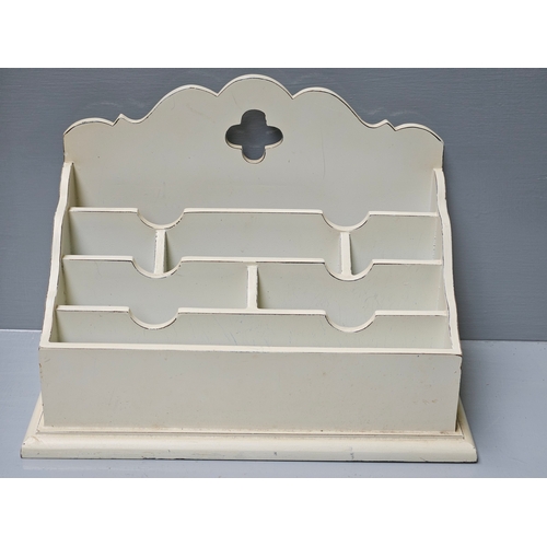 563 - White Wooden Stationery Rack H30cm W42cm