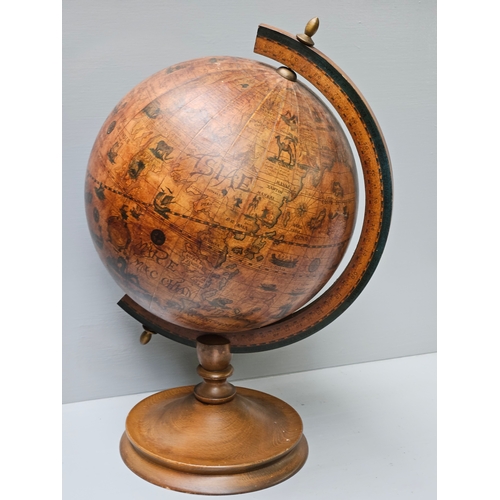 582 - Large Wooden Globe H54cm