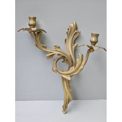 593 - A Pair Of Brass Wall Sconces H37cm W30cm