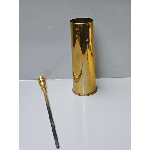 617 - Brass Shell Case H30cm & Brass Poker