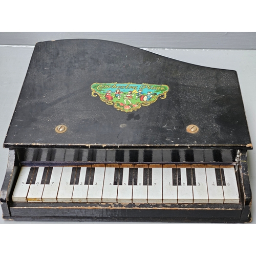 632 - Vintage Baby Grand Toy Orchestra Wood Piano (A/F)