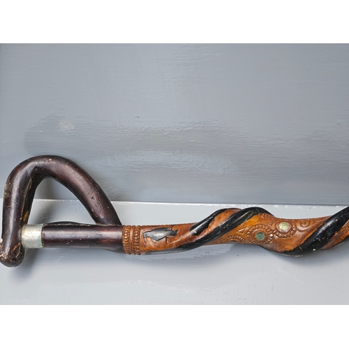 671 - Twisted Carved Wooden Walking Stick