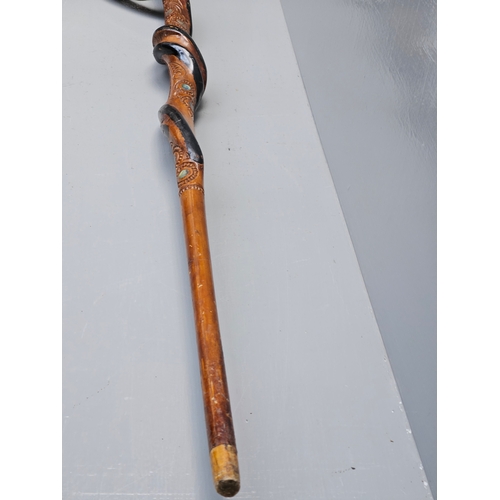 671 - Twisted Carved Wooden Walking Stick