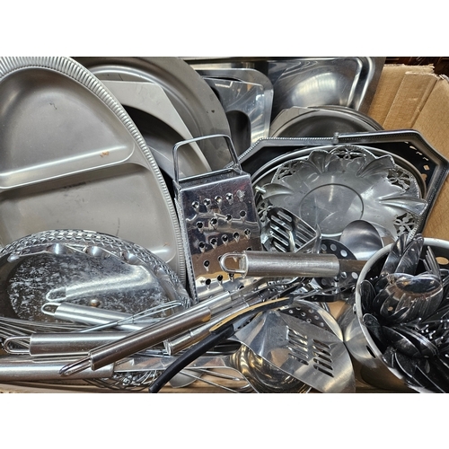 688 - Box Including Assorted Plated Ware, Cutlery, Kitchenalia Etc