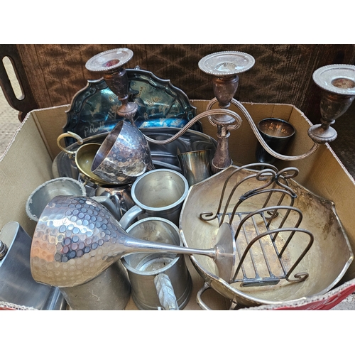 699 - Box Of Assorted Plated Ware Etc