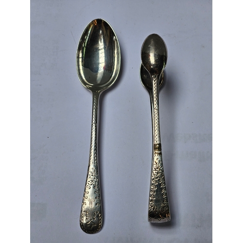 736 - 5 Silver Teaspoons & Silver Sugar Tongs Sheffield 1903