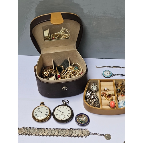 759 - Box Including Jewellery Box, Assorted Jewellery, Pocket Watches, World War 1 Medal Etc