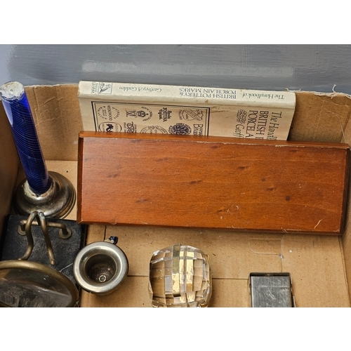 756 - Treen Box, Assorted Brassware, Old Tin Etc