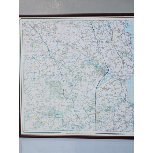 768 - Framed Ordnance Survey Map Of Alnwick, 2 Bird Prints, Framed Caribbean Map Etc