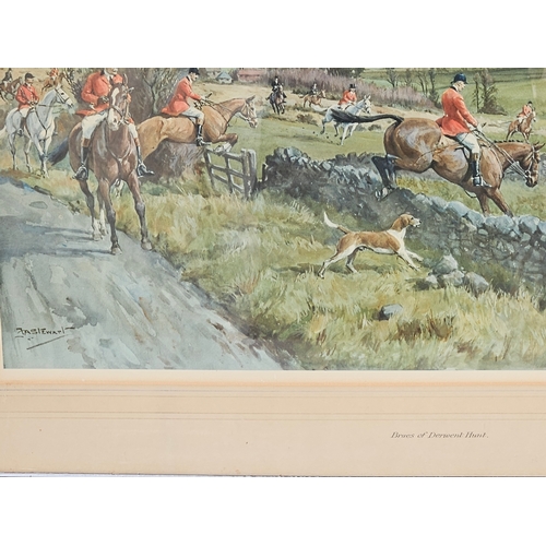 784 - Framed Signed Print - Braes Of Derwent Hunt By Frank Algernon Stewart H60cm W84cm