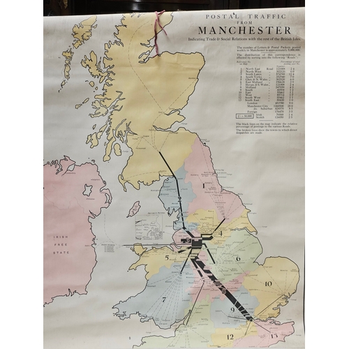 797 - 3 GPO Manchester Postal, Telegraph & Telephone Map Wall Hangings H102cm W74cm