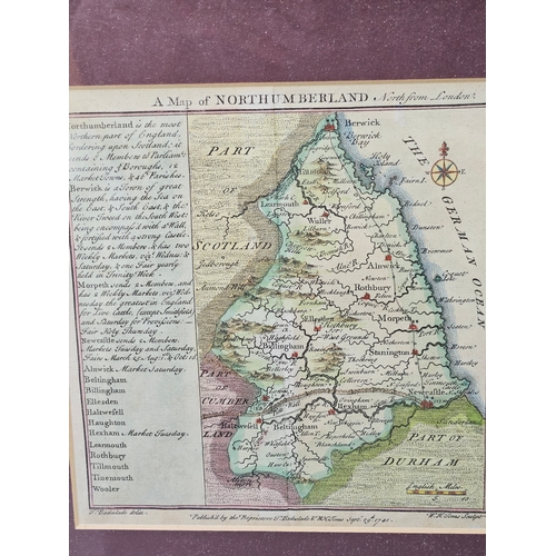 803 - 2 Small Framed Maps Of Northumberland