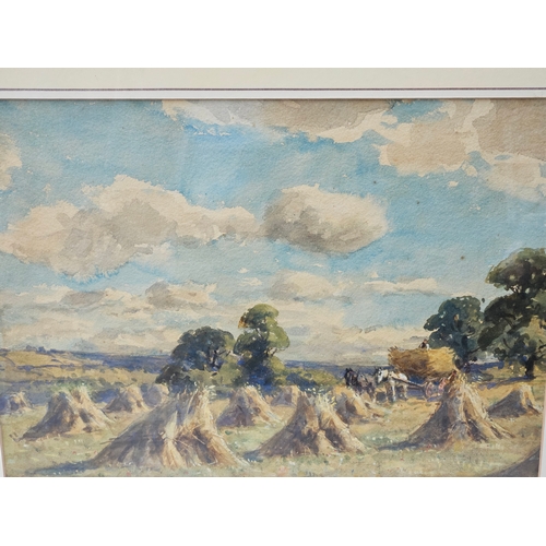 809 - Period Watercolour 'Harvest Scene' In Gilt Frame H49cm W58cm