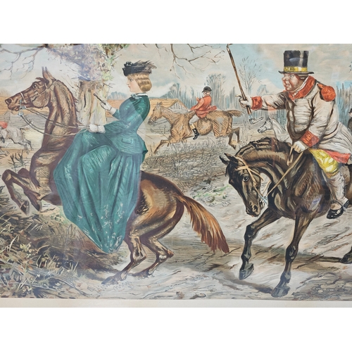 812 - 2 Hunting Prints In Oak Frames H61cm W88cm