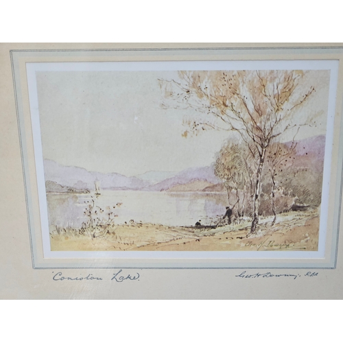 813 - A Pair Of Framed Signed Lakeland Prints 'Windermere & Coniston Lake' By George H Downing H25cm W30cm