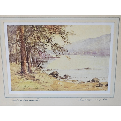 813 - A Pair Of Framed Signed Lakeland Prints 'Windermere & Coniston Lake' By George H Downing H25cm W30cm