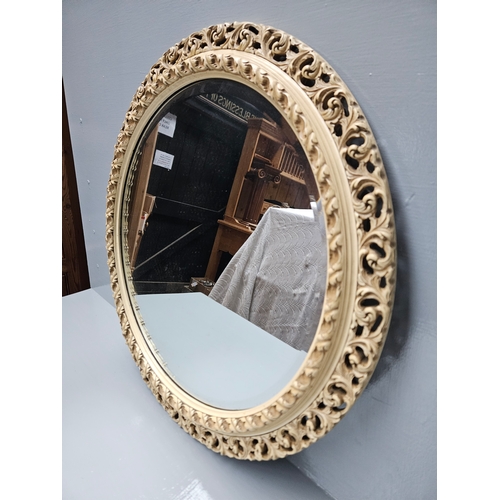 818 - Carved Round Wall Mirror W63cm