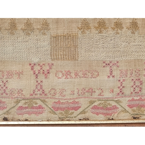 821 - An Early Sampler 1842 In Frame H55cm W56cm