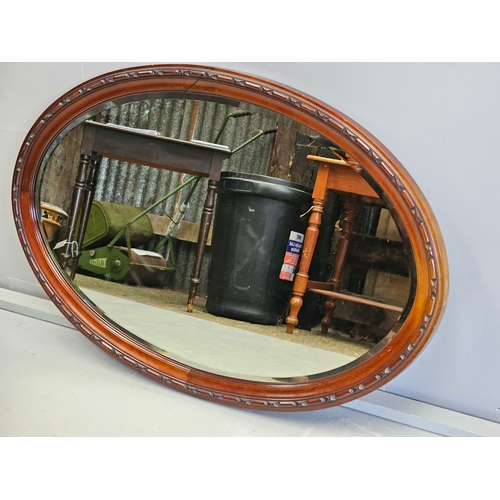 825 - Mahogany Oval Wall Mirror W100cm H65cm