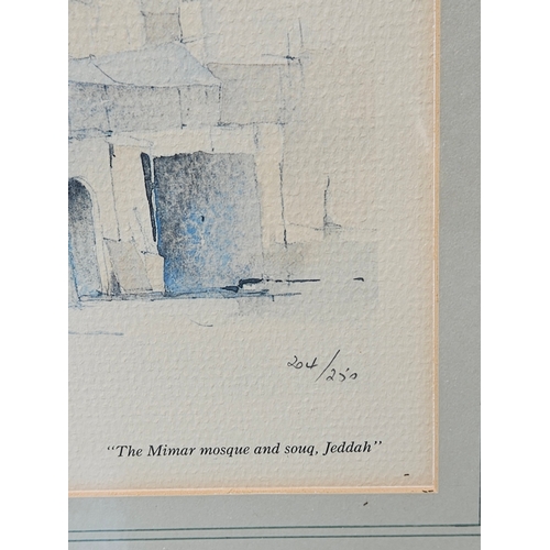 836 - Framed Landscape Print By W Goote (1960) H55cm W63cm, Framed Print Of 'The Mimar Mosque & Souq, Jedd... 