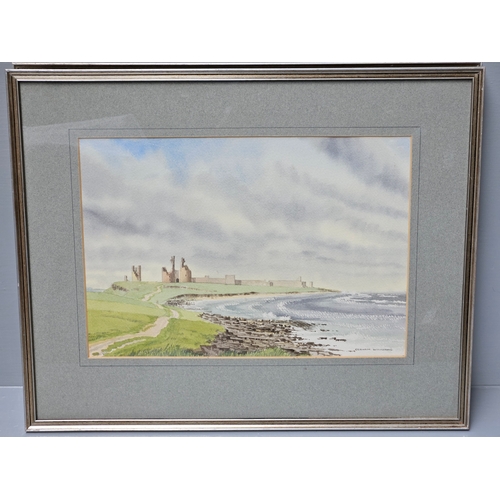 838 - 2 Framed Watercolours - Tynemouth Priory & Dunstanburgh Castle Signed By Graham Williams H41cm W51cm