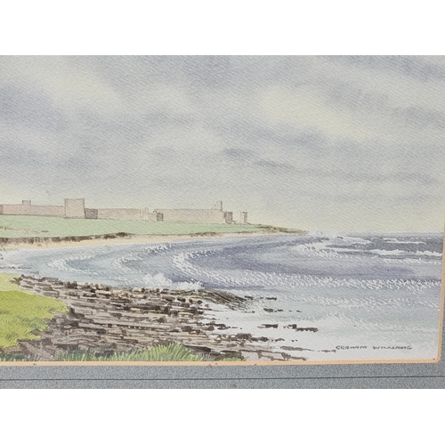 838 - 2 Framed Watercolours - Tynemouth Priory & Dunstanburgh Castle Signed By Graham Williams H41cm W51cm