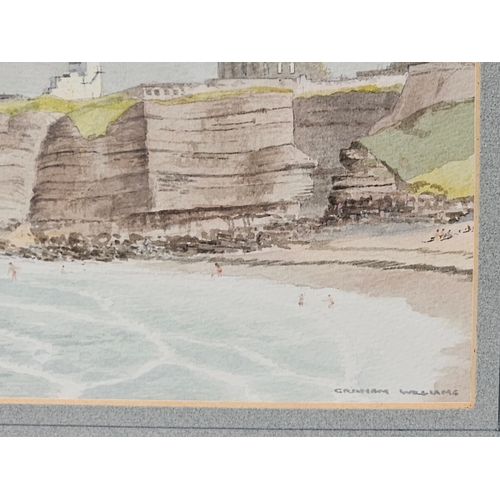 838 - 2 Framed Watercolours - Tynemouth Priory & Dunstanburgh Castle Signed By Graham Williams H41cm W51cm