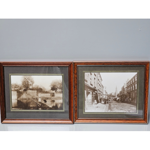 839 - Framed Watercolour Of Weldon Bridge By Graham Williams, 2 Framed Photograph Prints Of Morpeth Market... 