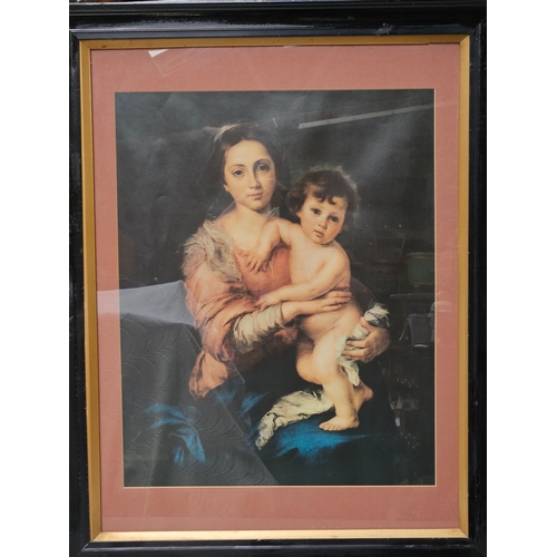 847 - Large Oil On Canvas In Gilt Frame - Tiger, A Large Print - Madonna With Child, A Framed Black & Whit... 