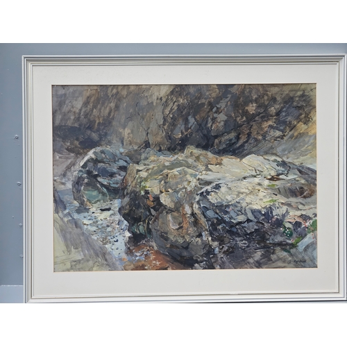 852 - Charcoal/Pencil Drawing In Frame H83cm W65cm &  An Oil On Board 'Low Tide At Porth-Y-Rhan By Roy Abe... 