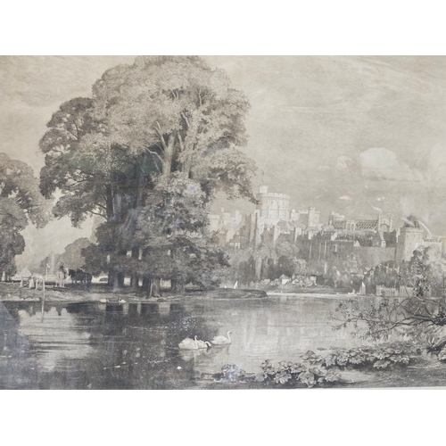 860 - Large Etched Print Of Royal Windsor By Niels M Lund In Frame H80cm W100cm