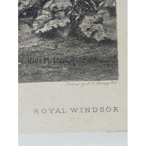 860 - Large Etched Print Of Royal Windsor By Niels M Lund In Frame H80cm W100cm