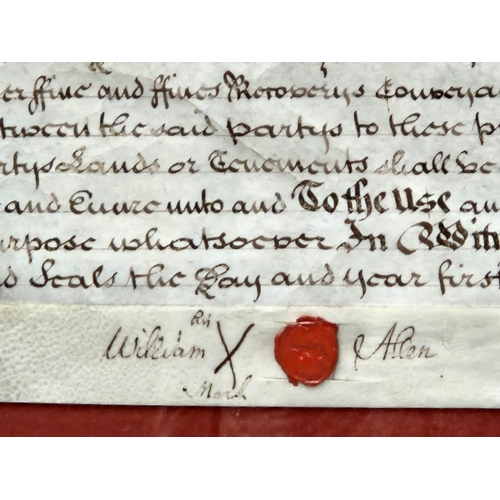 864 - A Framed Tripartite Indenture Relating To William Allen & Elizabeth Allen H84cm 94cm