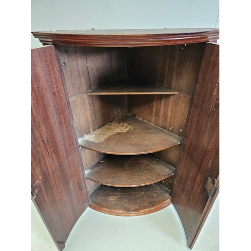 880 - Mahogany Bow Fronted Corner Cupboard H98cm W66cm