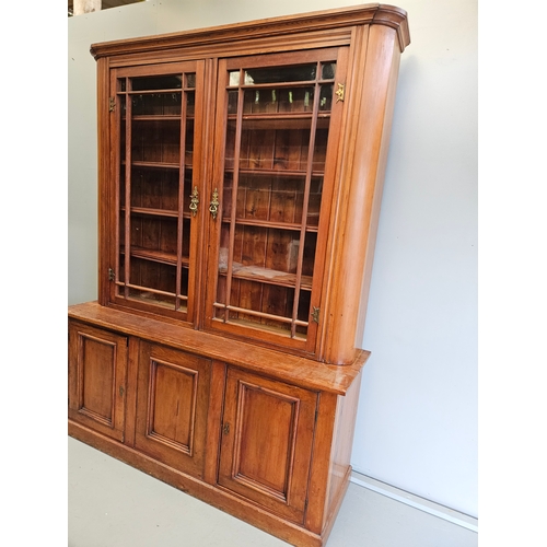 881 - Pitch Pine Bookcase With 2 Keys H205cm W160cm D49cm