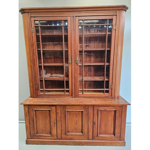 881 - Pitch Pine Bookcase With 2 Keys H205cm W160cm D49cm