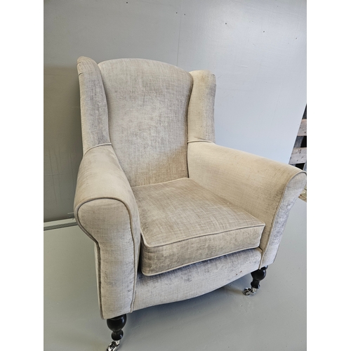 886 - Grey 2 Seater Button Back Settee & Matching Armchair