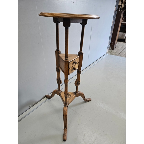 892 - Carved Oak Rustic Style Plant Stand H110cm