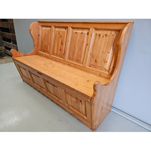 899 - Pine Pew Style Storage Seat H100cm W150cm D52cm