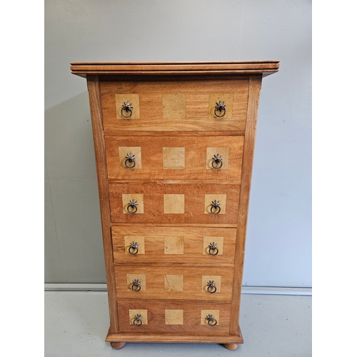 902 - Oak Marquetry Style 6 Drawer Chest Of Drawers  H149cm W80cm D50cm